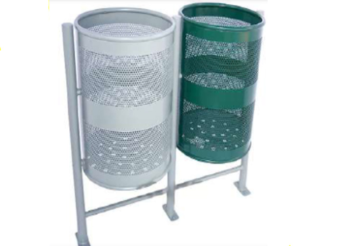 Cubo de basura doble para cocina con tapa y pedal (7.9 galones - 30 litros)  - Cubo de basura de forma redonda sin contacto - Cubo de basura de acero